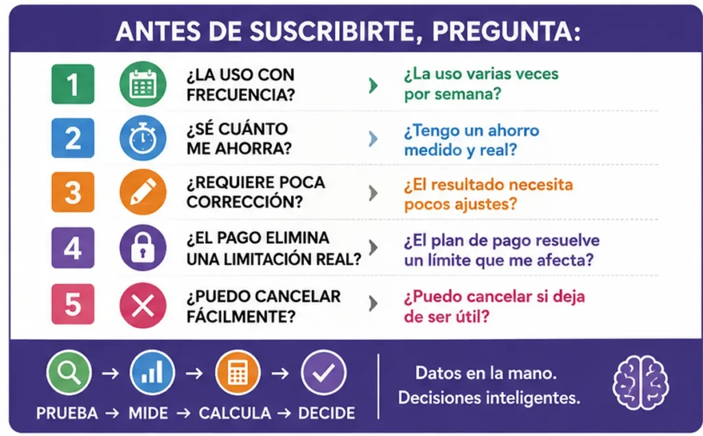 Cinco preguntas antes de pagar una herramienta de IA
