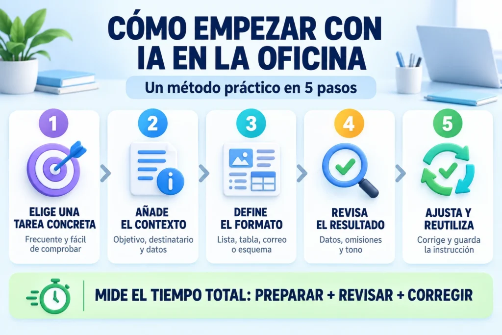 Cinco pasos para empezar a usar inteligencia artificial en la oficina