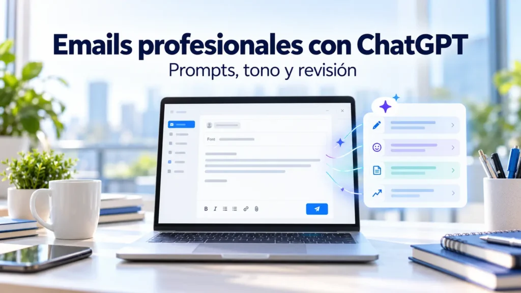Redacción de emails profesionales con ChatGPT mediante prompts, ajuste de tono y revisión