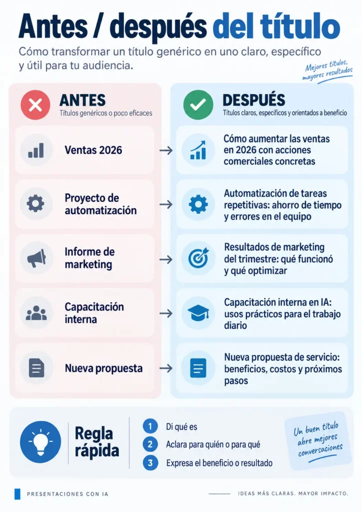 Ejemplo de cómo mejorar títulos de presentaciones con inteligencia artificial
